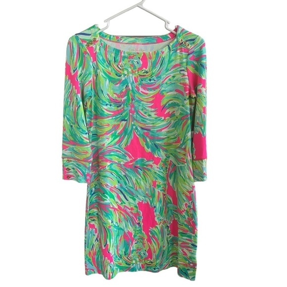 Lilly Pulitzer UPF 50+ Sophie Dress Size XS 3/4 sleeves Raz Berry Shady Lady - Picture 1 of 8
